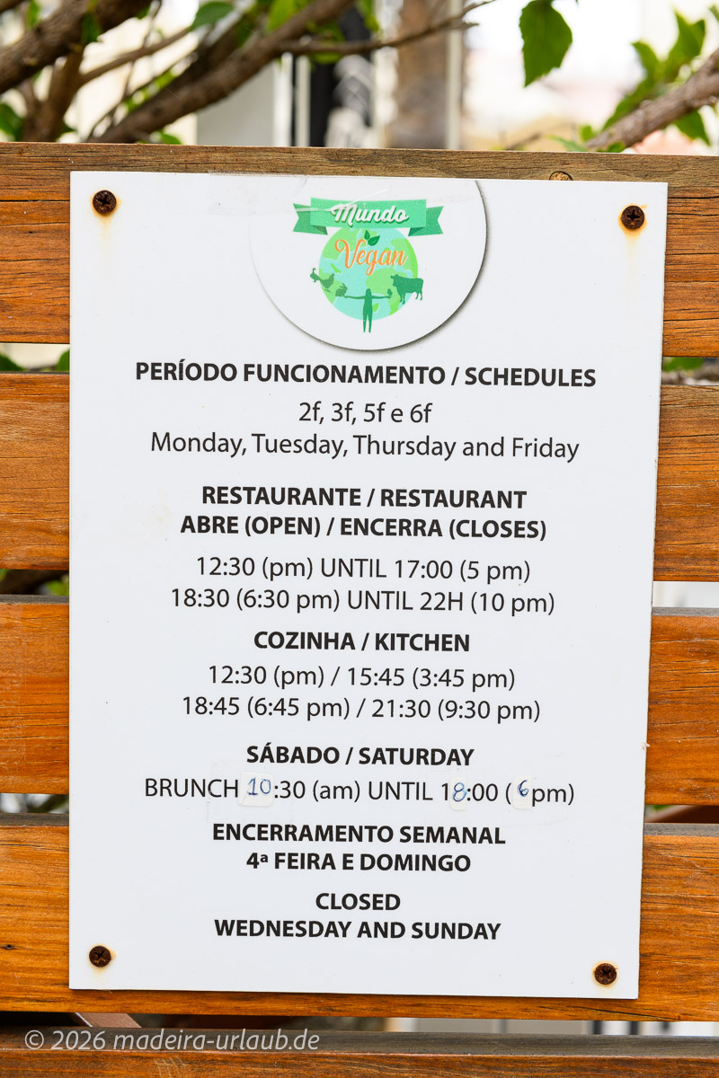 Öffnungszeiten veganes Restaurant